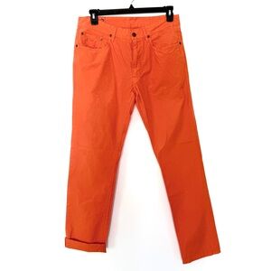 Polo Ralph Lauren Dungarees Orange Cotton Pants Jeans Lightweight Vintage Soft